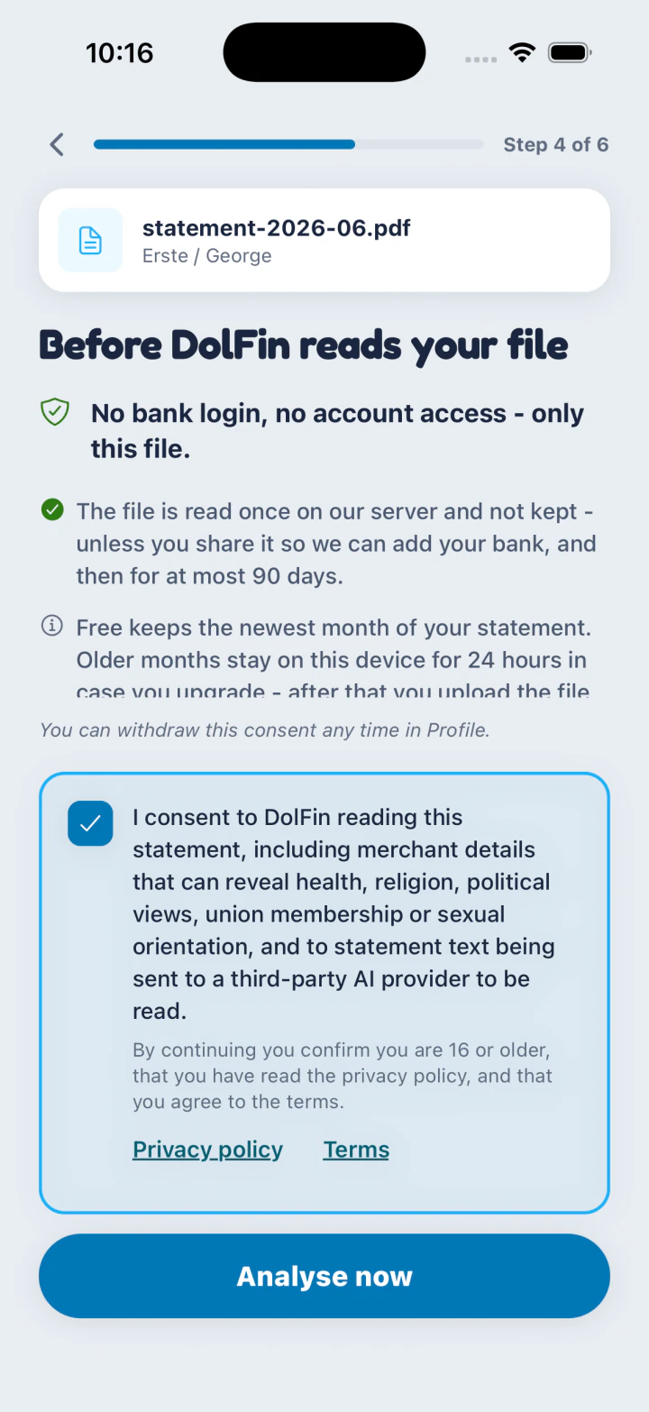 The consent screen, in plain language, with a box you tick yourself.